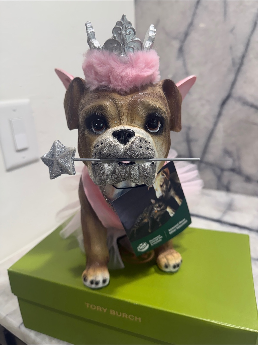 Adorable English Bulldog Princess Fairy Figurine Decor